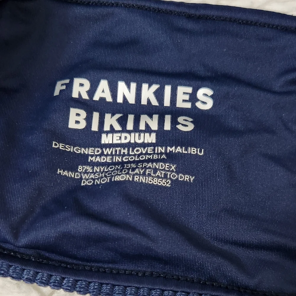 New!Frankie's Bikinis Blue Thea Ribbed One-Piece‎ Swimsuit